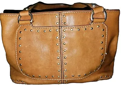 Michael Kors Astor Brown Leather Studded Tote Handbag • $47.25