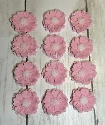 25 Pink Daisy Edible Fondant Sugar Cake Wedding Baby  Cupcakes Toppers • £6.50