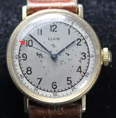 1948 Elgin 539 16j 29mm Military-Style Watch W/ 10k Gold Filled Case - Runs • $199.99