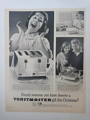 1960's TOASTMASTER Toaster Rotisserie Hair Dryer Black White Vintage Print Ad • $8