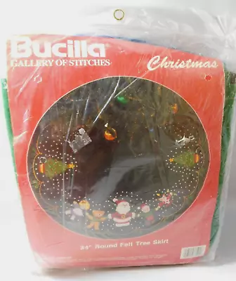 Vintage Round Christmas Tree Skirt Kit Felt Santa & Friends NEW *read Below* • $38.95