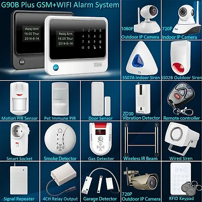 $29.99 • Buy Hot G90B Plus WiFi GSM SMS Wireless Home Alarm Security System Accessories Lot