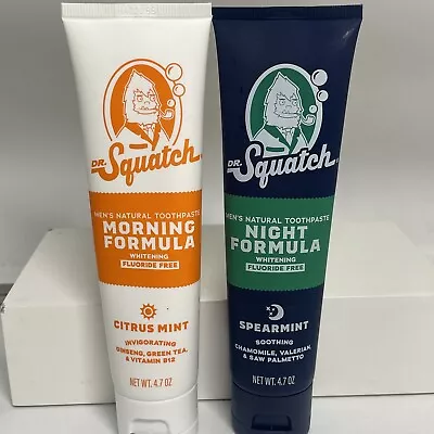 New Dr Squatch Fluoride Free Toothpaste Set Morning/Night Formula 4.7 Oz Each • $19.99
