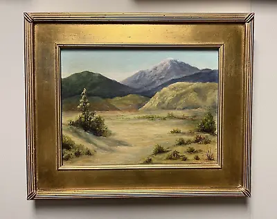 Mid Century Plein Air California Impressionist Oil Painting Of Desert Landscape • $575