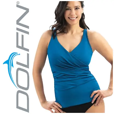 $26.46 • Buy Dolfin Swimwear Aquashape Deep Blue Sea Wrap Tankini Top Sz XXL NEW NWT 363WTT