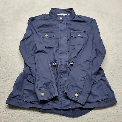 L.L. Bean 288639 Dusty Blue Mandarin Collar Jacket Size MEDIUM Petite • $15.99