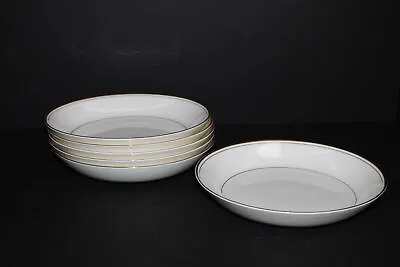 Set Of 6 Mikasa Wheaton Bone China 7.75  Coupe Soup Bowls-gold Trim-narumi Japan • $50.99