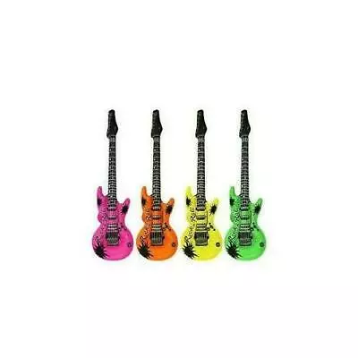 Neon Inflatable Blow Up Guitars Fancy Dress Party Prop Musical Disco Rock • £6.59