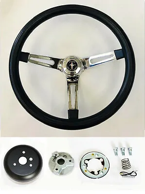 1970-1977 Mustang Mustang II 15  Black Foam Steering Wheel On Chrome Mustang Cap • $147.95