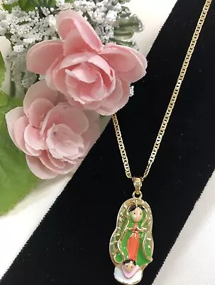 Cadena Y Dije De La Virgen De Guadalupe Oro Laminado Niñas Niños Mujer Moda • $37.99