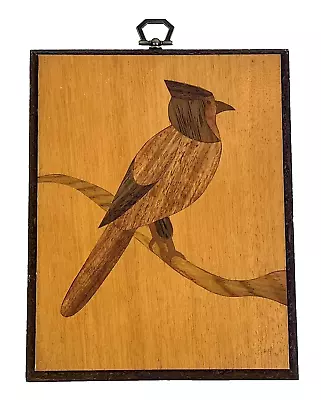 Vintage Wood Inlay Bird On A Branch Wall Hanging Picture Folk Art Blue Jay 8 X 6 • $20