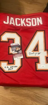 $65 • Buy Dexter Jackson Autographed Custom Jersey With Coa And Super Bowl M.v.p Insignia