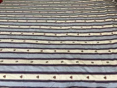 Vintage ~ralph Lauren Blue Striped British Armor Queen Flat Sheet ~rare #20 • $79.99