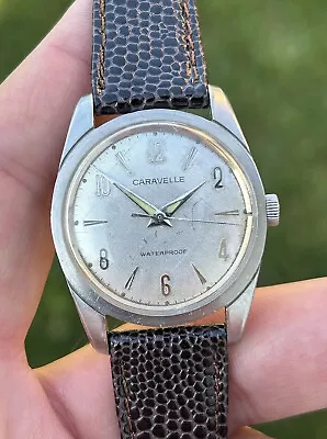 RUNS GREAT! Vintage 1966 M6 CARAVELLE Bulova Manual Wind Steel Case Texture Dial • $89.95