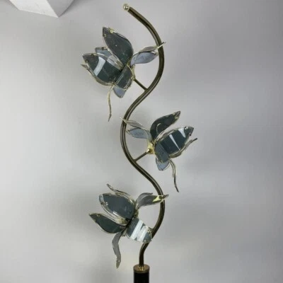 £300 • Buy Antique Lotus Flower Floor Lamp With Shelves - Gold & Black