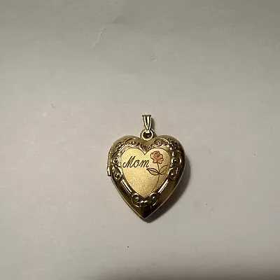 Vtg TK 1/20 14K Gold-Filled Heart Locket  MOM  Signed Rose Love • $15.88