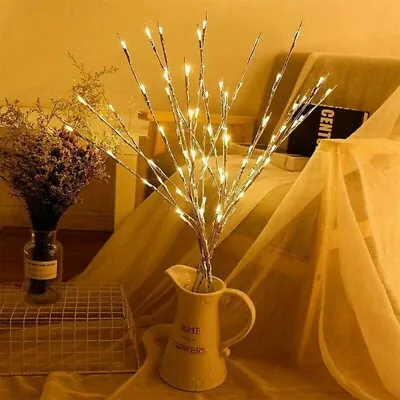 £6.35 • Buy 20 LED Branch Twig Lights Light Up Willow Tree Branches Christmas Decor 77cm HOT