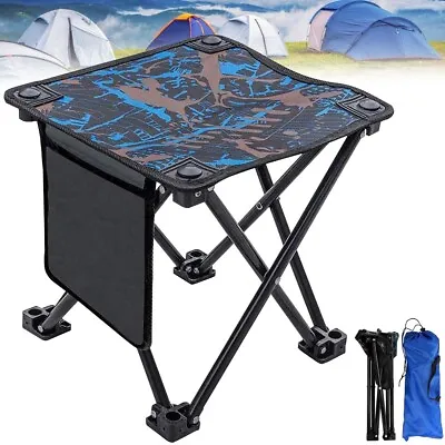 Folding Stool Portable Seat Camping Outdoor Festival Chair Pocket • £8.69