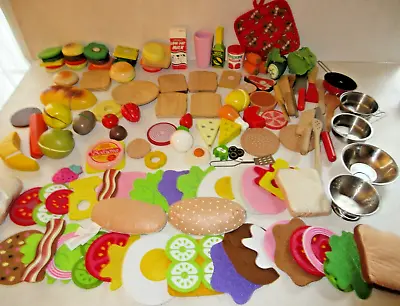 Melissa & Doug Wooden & Felt Pretend Food Lot Toy Bundle Sandwich Slicable Veggi • $34.99