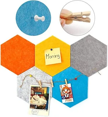 £12.99 • Buy SurePromise Hexagon Felt Tiles Display Board Self Adhesive Memo Multicoloured 