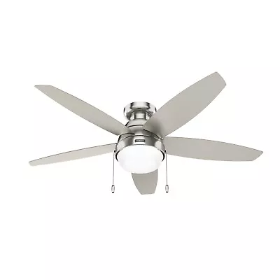 Hunter Fan 52 Inch Low Profile Brushed Nickel Ceiling Fan W Light And Pull Chain • $122.88