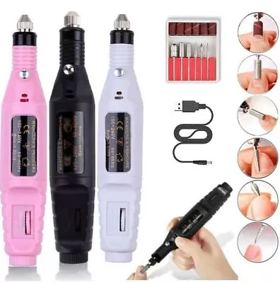 Electric Nail File Drill Machine Professional USB Manicure Pedicure Nail Art Set • £5.95