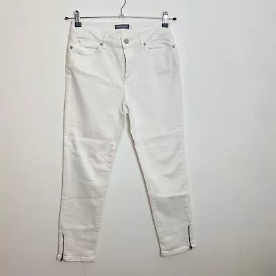 Mint Velvet 12 R White Zip Hem Slim Fit Jeans Smart Casual Biker • $23.99