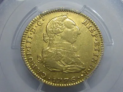 1776 Madrid 2 Escudos Pcgs Au50 Gold Charles Iii Spain Doubloon Colonial Era • $1945