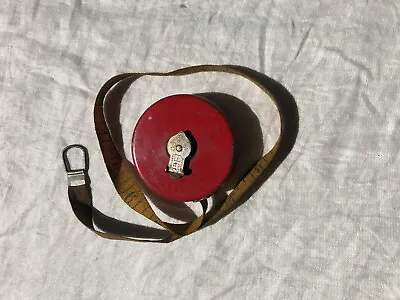 Vintage Red Walsco  Mechanics Pal   25 FT Cloth Tape Measure - Free Shipping! • $14.99