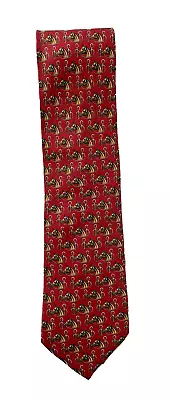 Richel Red Equestrian Themed 100% Silk Hand Made Mens Necktie Made In Spain • $11.99