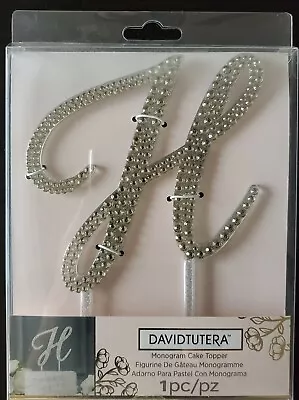 Wedding Monogram Cake Topper “H”  David Tutera Rhinestones Silver NEW • $8