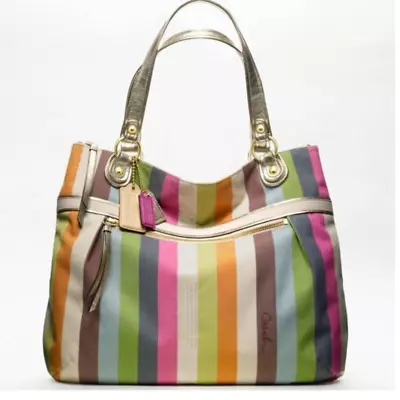 Coach Poppy Legacy Stripe Glam Stripe Tote Handbag • $79