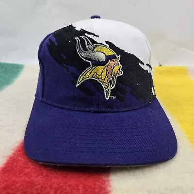 VINTAGE Minnesota Vikings Hat Cap Snapback Splash Logo Athletic Football Adult • $115