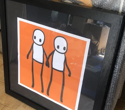 £275 • Buy Stik Holding Hands Orange Box Framed With Newspaper