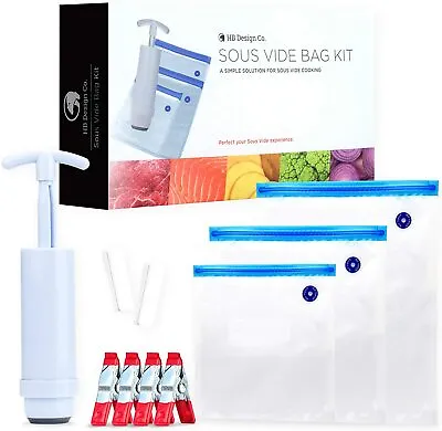 30 Reusable Vacuum Bags Hand Pump Vacuum Storage Bags For Food BPA Free Clips • $13.96
