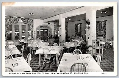 Orlando Florida~Washburn's Tea Room & Coffee Shop Interior~1920s B&W Postcard • $13