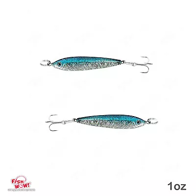 2pcs Blue Silver Fish WOW!® 1oz Fishing Trolling Mega Metal Luna Bait Jig NEW • $11.59