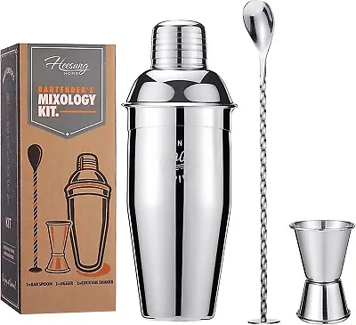 Heesung 24oz Cocktail Shaker Set - Stainless Steel Drink Mixer Set With Jigger • £16