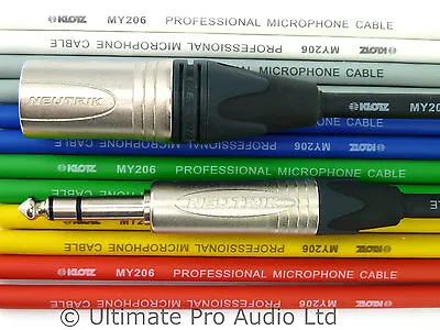 Male XLR To TRS 1/4  Jack Lead Neutrik Klotz Balanced Cable Choose Length Colour • £52.62
