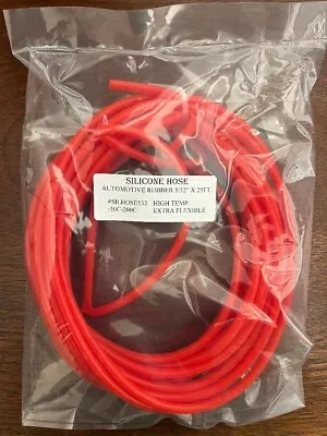 3.969mm 5/32  Inch Red Universal Silicone Air Vacuum Hose/Line/Pipe/Tube 25 Ft • $18.99