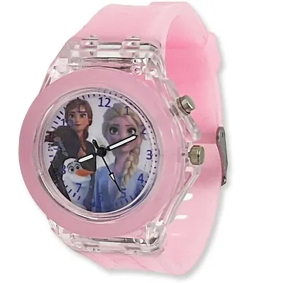 Frozen Elsa & Anna Light Up Pink Colour Changing Girls Kids Children Wrist Watch • £7.99