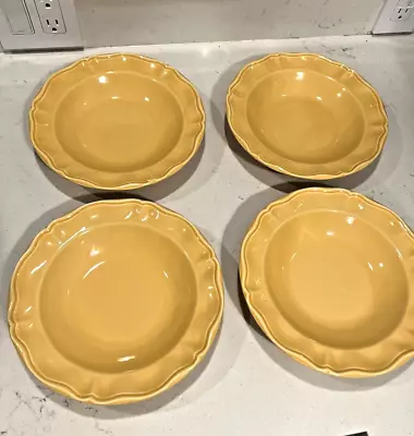 Varages Luberon Soup Bowls 9.25 D Made In France Butternut Yellow 4 Pc Vintage • $45