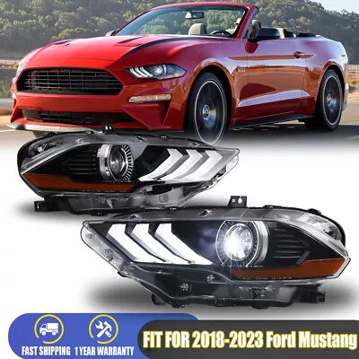 For 2018 2019 2020 2021 2022 2023 Ford Mustang LED DRL Projector Headlights Pair • $267.99