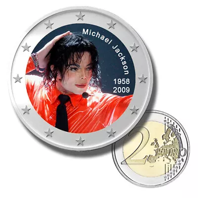 2 Euro Coloured Coin Michael Jackson - Uncirculated Color €2 Coin • $8.25