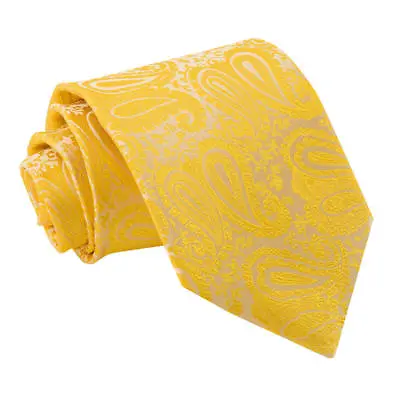 Gold Tie Woven Floral Paisley Mens Classic Wedding Necktie By DQT • £7.99