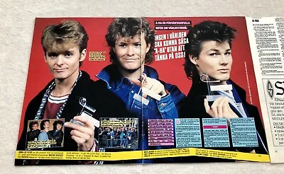 A-HA 1986 MORTEN HARKET Clipping Poster Swedish Music Magazine 1980s • $9