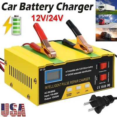 Car Battery Charger Heavy Duty 12V/24V Smart Automatic Intelligent Pulse Repair • $21.49