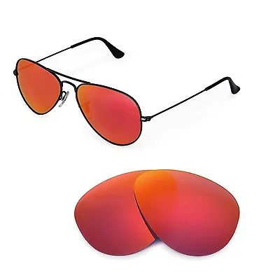 $24.99 • Buy New Walleva Polarized Fire Red Lenses 4 Ray-Ban Aviator RB3044 Small Metal 52mm
