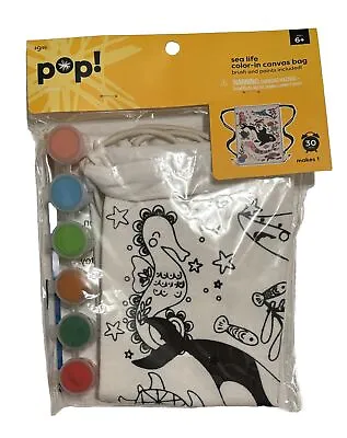 Pop! Sea Life Color-in Canvas Bag With Drawstrings 6 Paint Pots And Paint Brush • $8