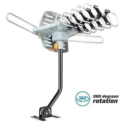 990 Mile HDTV Outdoor Amplified TV Antenna 36dB Rotate 360° UHF VHF FM With Pole • $39.99